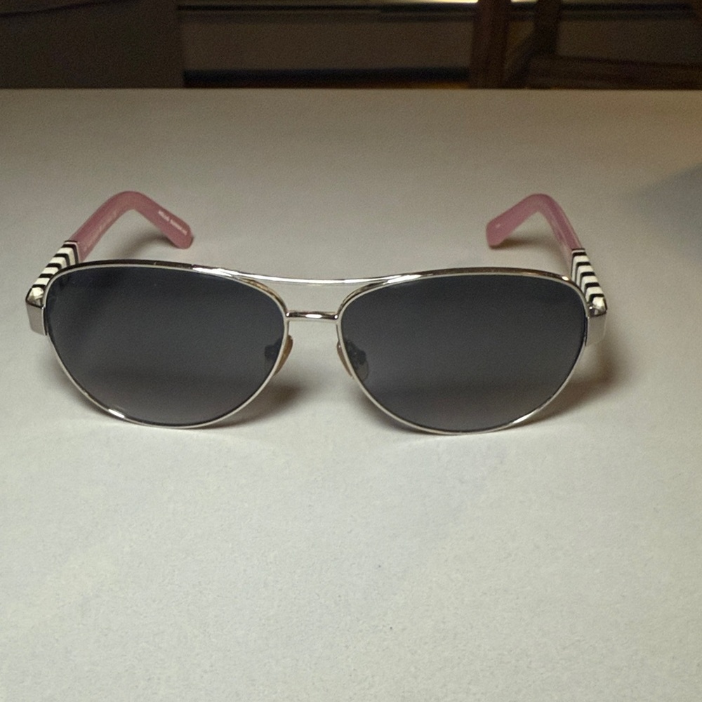 Kate Spade Silver Frame Sunglasses with Pink Arms